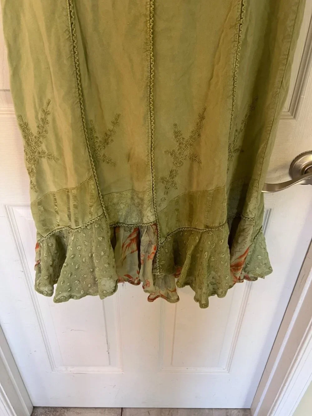 Sacred Threads Green Cap Sleeve Bohemian Mini Dress One Size Fairy Whimsy  Hippi - Picture 4 of 12